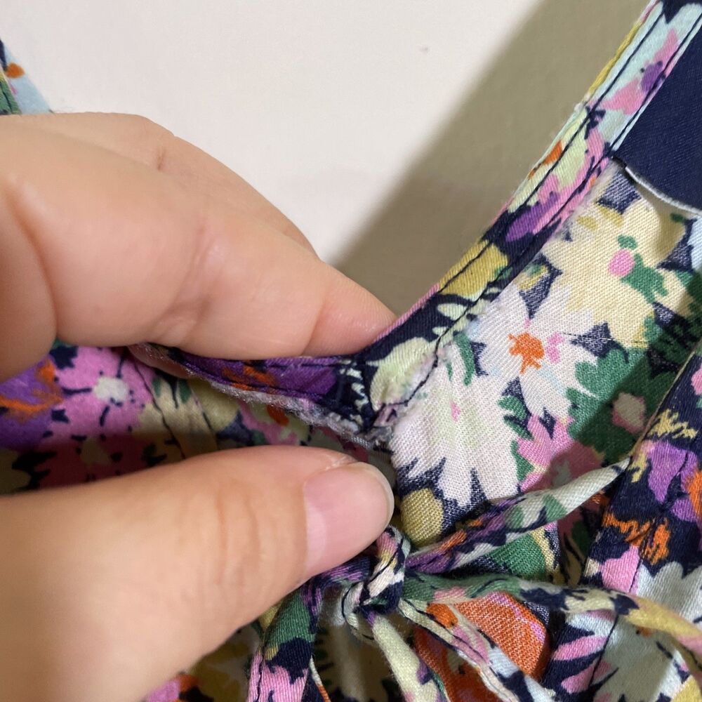Gap Women’s Colorful Floral Cotton Maxi Dress Keyhole Tie Front Size Medium - Picture 8 of 8